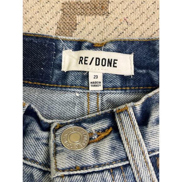 RE/DONE Super High Drainpipe Destroy Wrecking Blue Jeans, size 23, MSRP $325 - Picture 9 of 15